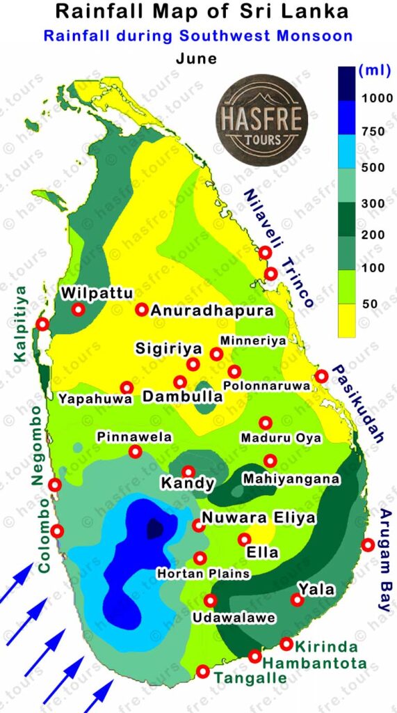 June Rainfall map of Sri Lanka by hasfre.tours