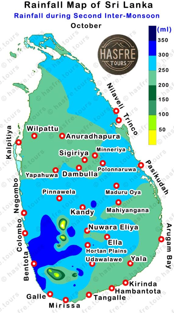 October Rainfall map of Sri Lanka by hasfre.tours