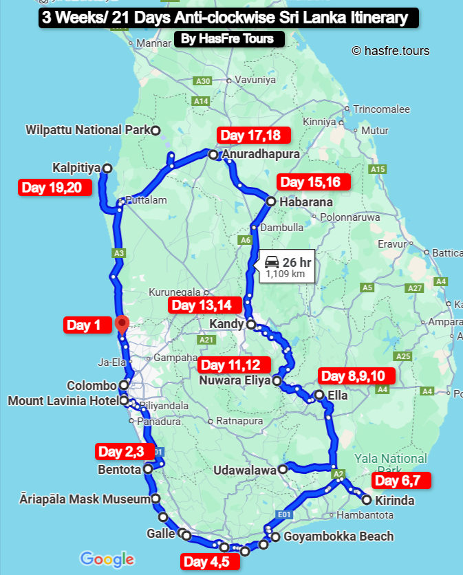 3 weeks anti-clockwise round tour route plan by HasFre Tours